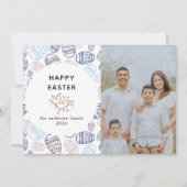 Elegant Modern Watercolor Eggs Happy Easter Photo Feestdagenkaart (Voorkant)