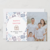 Elegant Modern Watercolor Eggs Happy Easter Photo Feestdagenkaart (Voorkant)