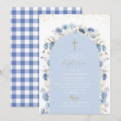 Elegant Modern Watercolor Flowers Baptism Kaart (Voorkant / Achterkant)
