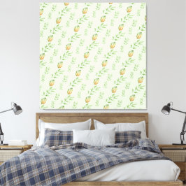 Elegant Modern Watercolor Leaves Pattern GREEN  Canvas Afdruk