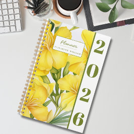Elegant Modern Watercolor Yellow Floral  Planner
