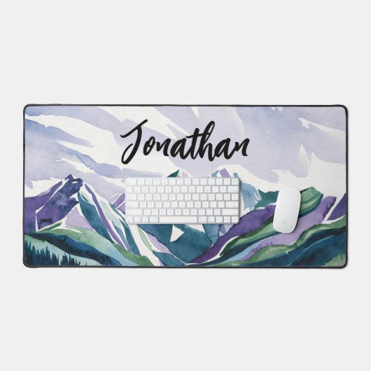 Elegant modern Waterverf berglandschap Bureaumat (Keyboard & Muis)