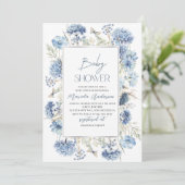 Elegant Modern Waterverf Blue Flowers Baby Showe Kaart (Staand voorkant)