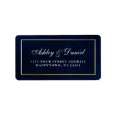 Elegant modern Waterverf Blue Gold Wedding Etiket (Voorkant)
