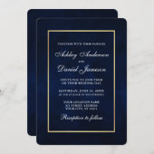 Elegant modern Waterverf Blue Gold Wedding Rd Kaart (Voorkant / Achterkant)