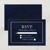 Elegant modern Waterverf Blue Gold Wedding RSVP Kaartje (Voorkant / Achterkant)