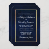 Elegant modern Waterverf Blue Gold Wedding Tkt Kaart (Voorkant / Achterkant)
