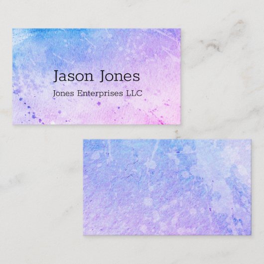 elegant modern waterverf design blauw en paars visitekaartje (Voorkant / Achterkant)