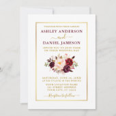 Elegant Modern Waterverf Floral Burgundy Wedding Kaart (Voorkant)