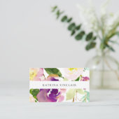 Elegant Modern Waterverf Floral Visitekaartje (Staand voorkant)