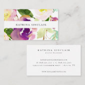 Elegant Modern Waterverf Floral Visitekaartje (Voorkant / Achterkant)