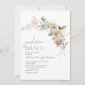 Elegant Modern Waterverf Flowers Afstuderen Brun Kaart (Voorkant)