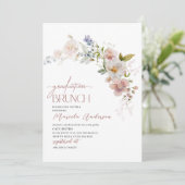 Elegant Modern Waterverf Flowers Afstuderen Brun Kaart (Staand voorkant)