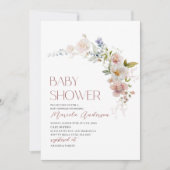Elegant Modern Waterverf Flowers Baby shower Kaart (Voorkant)