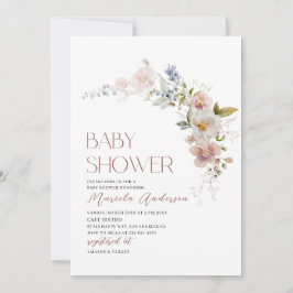 Elegant Modern Waterverf Flowers Baby shower Kaart