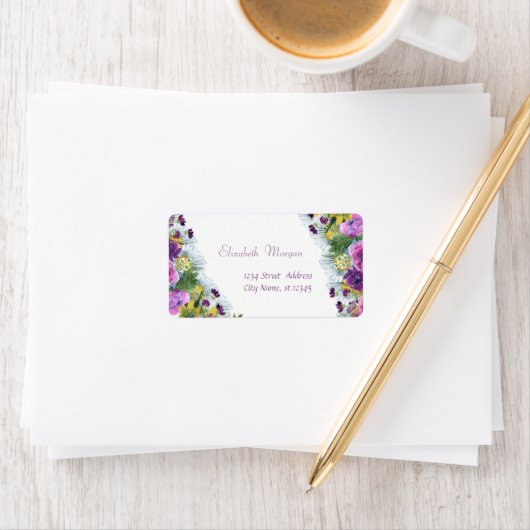 Elegant Modern Waterverf Flowers, Chic Etiket (Insitu)