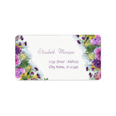 Elegant Modern Waterverf Flowers, Chic Etiket (Voorkant)