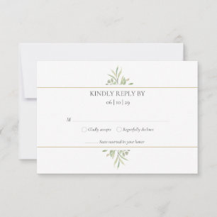 Elegant Modern Waterverf Greenery Foliage RSVP Kaartje