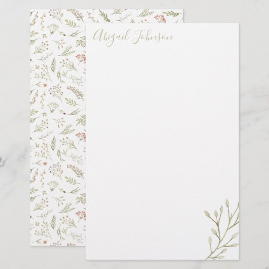 Elegant Modern Waterverf Greenery Stationery (Voorkant / Achterkant)