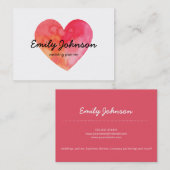 Elegant modern waterverf hart visitekaartje (Voorkant / Achterkant)