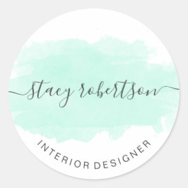 Elegant modern waterverf interieurontwerper ronde sticker