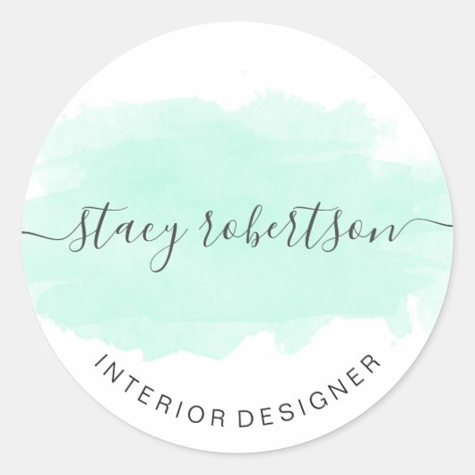 Elegant modern waterverf interieurontwerper ronde sticker (Voorkant)