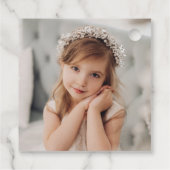 Elegant Modern Waterverf Kerst Bloemen Foto Bedankjes Labels (Achterkant)