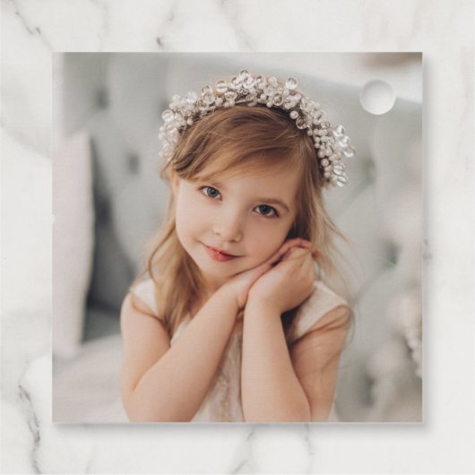 Elegant Modern Waterverf Kerst Bloemen Foto Bedankjes Labels (Achterkant)