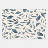 Elegant Modern Waterverf laat patroonblauw Inpakpapier Vel (Voorkant 3)