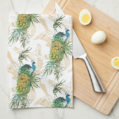 Elegant modern Waterverf Peacock Floral Pattern Theedoek (Quarter Fold)