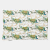 Elegant modern Waterverf Peacock Floral Pattern Theedoek (Horizontaal)