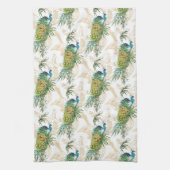 Elegant modern Waterverf Peacock Floral Pattern Theedoek (Verticaal)