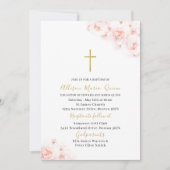 Elegant Modern Waterverf Roze Bloemen Doop Kaart (Voorkant)