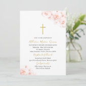 Elegant Modern Waterverf Roze Bloemen Doop Kaart (Staand voorkant)