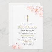 Elegant Modern Waterverf Roze Bloemen Doop Kaart (Voorkant / Achterkant)