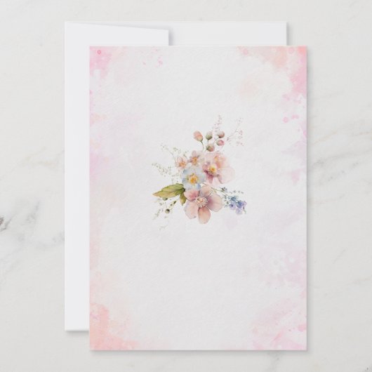 Elegant Modern Waterverf Roze Bloemen Doop Kaart (Achterkant)