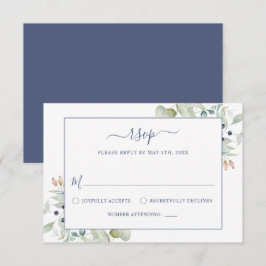 Elegant Modern Waterverf Sage Botanical Wedding RSVP Kaartje