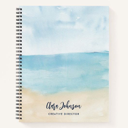 Elegant Modern Waterverf Script Custom Notitieboek (Voorkant)