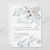 Elegant Modern Waterverf Stusty Blue Floral Kaart (Voorkant)