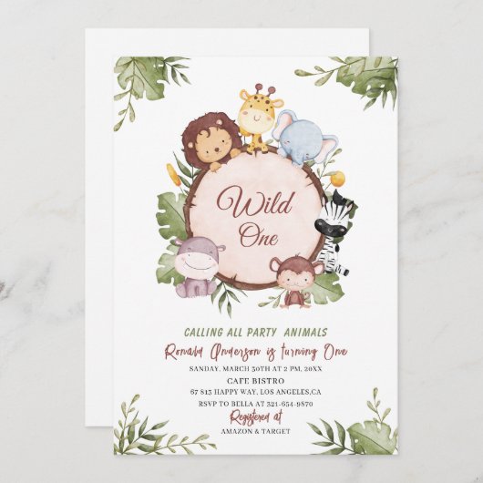 Elegant modern Waterverf verjaardagsfeestje Kaart (Voorkant / Achterkant)