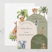 Elegant Modern Waterverf Wild One Baby shower Kaart (Voorkant / Achterkant)