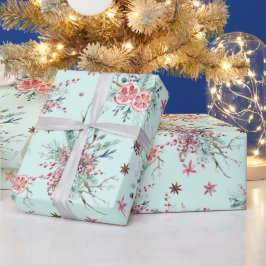Elegant modern Waterverf Winter Pattern Kerstmis Cadeaupapier