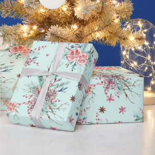 Elegant modern Waterverf Winter Pattern Kerstmis Cadeaupapier