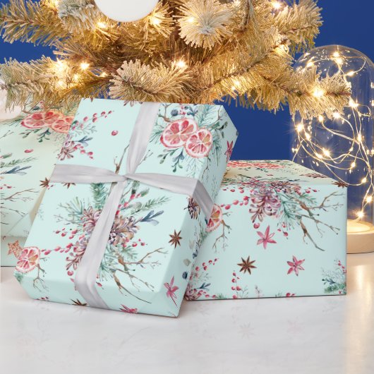 Elegant modern Waterverf Winter Pattern Kerstmis Cadeaupapier (Feestdagen)
