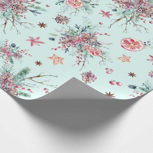 Elegant modern Waterverf Winter Pattern Kerstmis Cadeaupapier (Hoek)