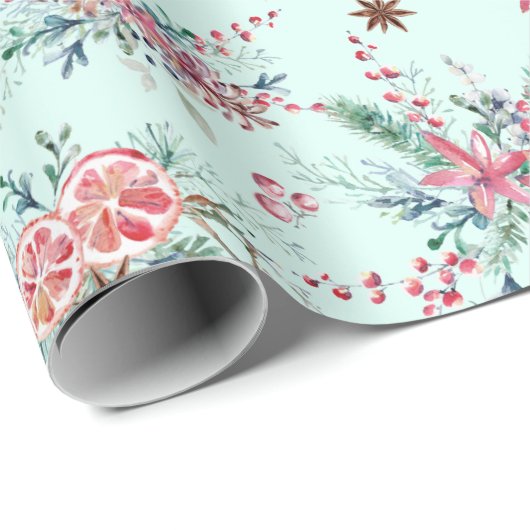 Elegant modern Waterverf Winter Pattern Kerstmis Cadeaupapier (Rol Hoek)