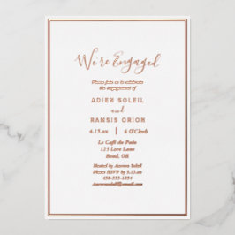 Elegant Modern We zijn een Verloving Roos Gold Folie Uitnodiging