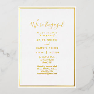 Elegant Modern We Zijn Verliefd Verloving Feest Go Folie Uitnodiging