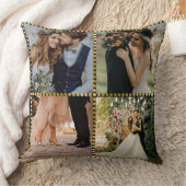 Elegant Modern Wedding 4 Photo golden frame Kussen (Deken)
