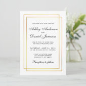 Elegant Modern Wedding Black and White Uitnodiging (Staand voorkant)